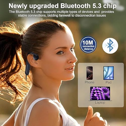 Gzcyuxt Caschi Conduzione Ossea, Cuffie Senza Fili Con Orecchio Aperto Con Micro, Caschi Sportivi Impermeabile IPX6, Bluetooth 5.3, Per Corsa A Piedi, Ciclismo, Esercizio - 3