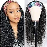 Jessie's selection Deep Wave Headband Wigs Human Hair Curly Headband Wigs for Black Women Brazilian