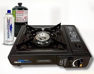 Dual Fuel Propane or Butane Portable Stove | 12,000 BTUs | Camping Stove | Outdoor Cooking and Emergency Kit | Propane Hose and Carrying Case Included
