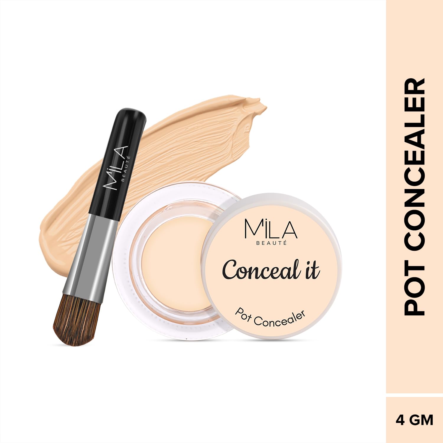 MILA BEAUTÉ Conceal It Pot Concealer | With SPF 15 & Vitamin-E | Light Weight & Full Coverage Concealer | Easily Blendable Concealer For Face Makeup | Shade – (Light Ivory, 4g)