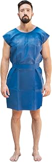 Dukal Medical Patient Gowns. Pack of 10 Dark Blue Adult Disposable Gowns. Polypropylene Patient Exam Gowns with Short Sleeves, Waist Tie. Hospital Gowns, Unisex. No Pockets.