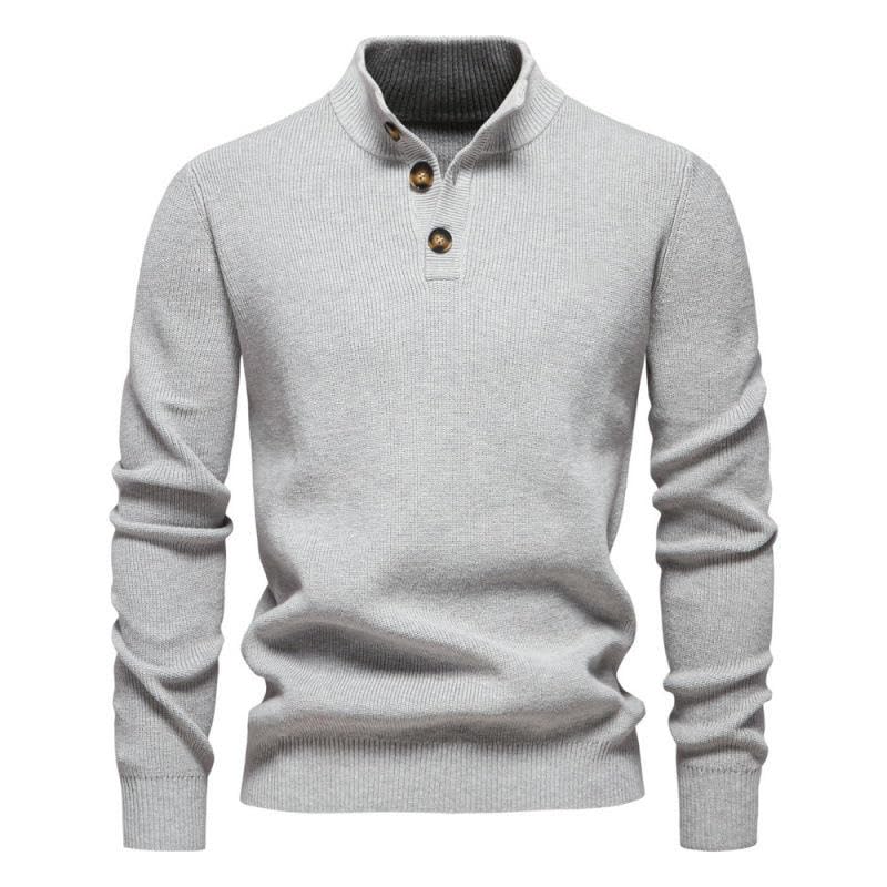 Pull col montant homme tendance décontracté - Pull manches longues couleur unie - 6