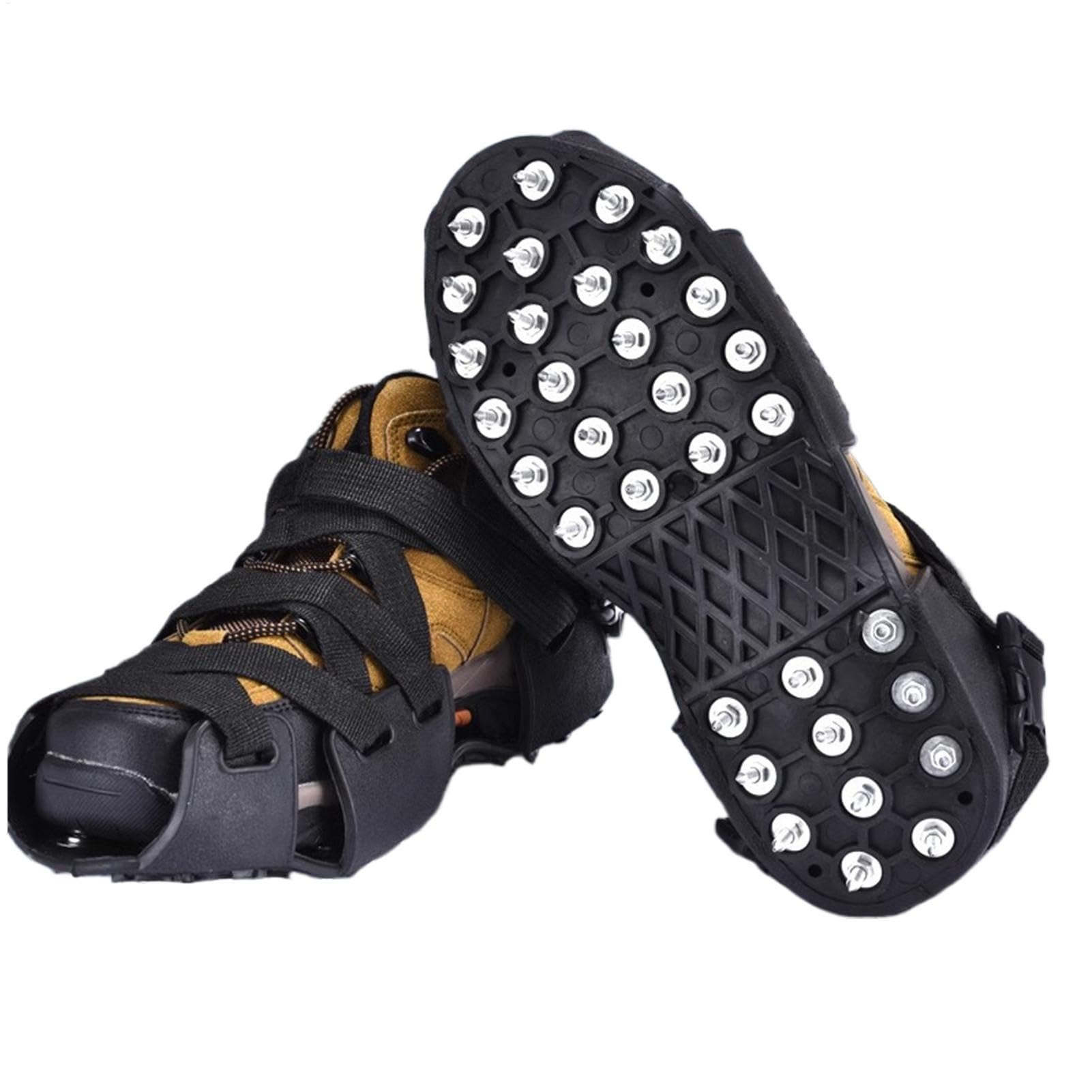 Crampons pour bottes de randonnée 32 pointes antidérapantes | Crampons neige glace pêche blanche Pour marche, escalade, pêche, alpinisme, course neige, hommes femmes jeunes, bottes