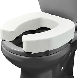 Lunderg Toilet Seat Riser for Seniors - Adds 3 inches. Universal Fit - Raised Toilet Seat Cushion with Medium-Firm Foam for Enhanced Comfort & Elevation. Easy to Clean. Post-Surgery Must Have (White)