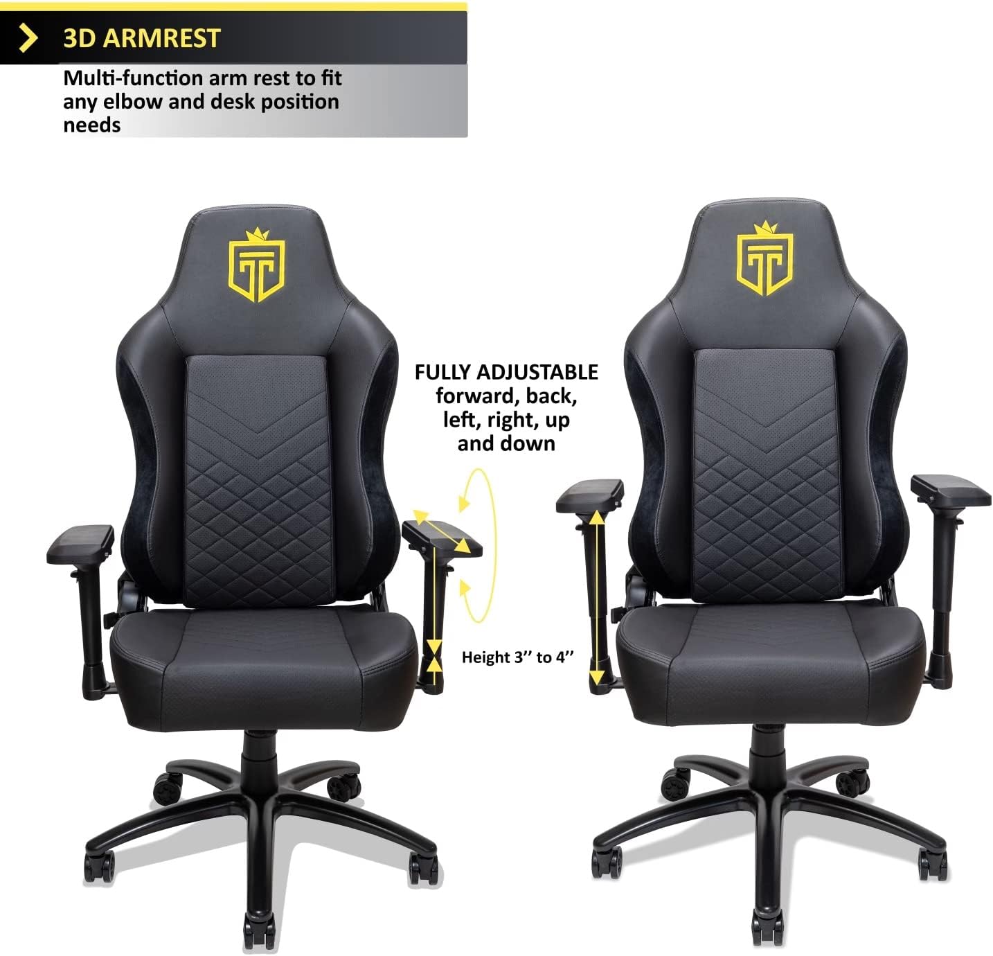 Gaming Chair – Big and Tall Reclining Computer Chair with 3D Armrests, Adjustable Backrest, Ergonomic Support, Holds Up to 300 lbs – Premium Gamer Seat
