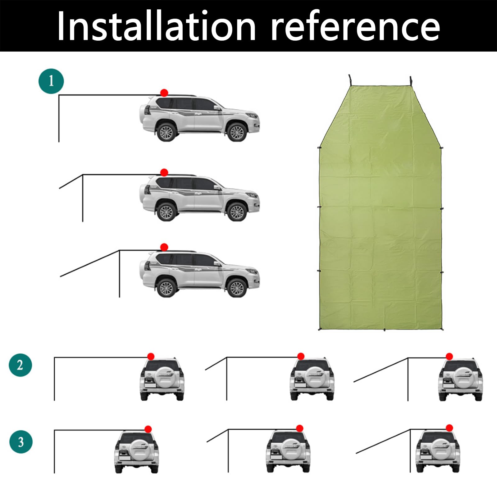 Tenda per Auto, Tenda da Campeggio, Impermeabile Tenda di Estensione Posteriore/Laterale dell'auto,Tettoia/Tenda da Sole per Auto, Adatta per Auto e Camper,440 x 200 cm