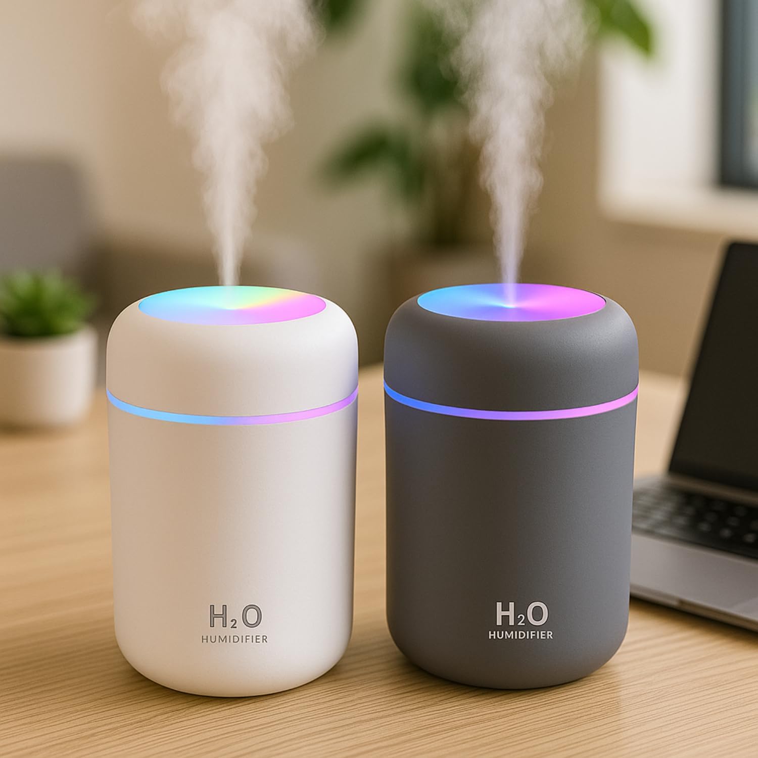 H2O Humidifier|Colorful Mini USB Humidifier with 2 Mist Modes Portable Room Air Purifier (Multicolor) (Multicolour, standard)-image-21