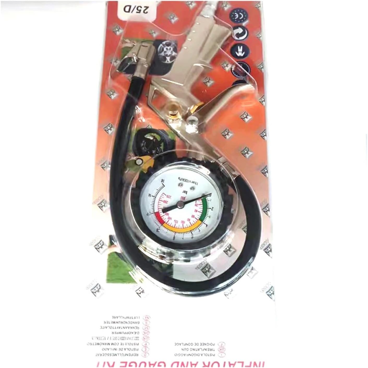 TPMS 220PSI Car Tire Pressure Gauge High Pressure Gun Type Air Compressor Tire Inflator Pump for Car Truck Motorcycle SUV Repair Tool Precise