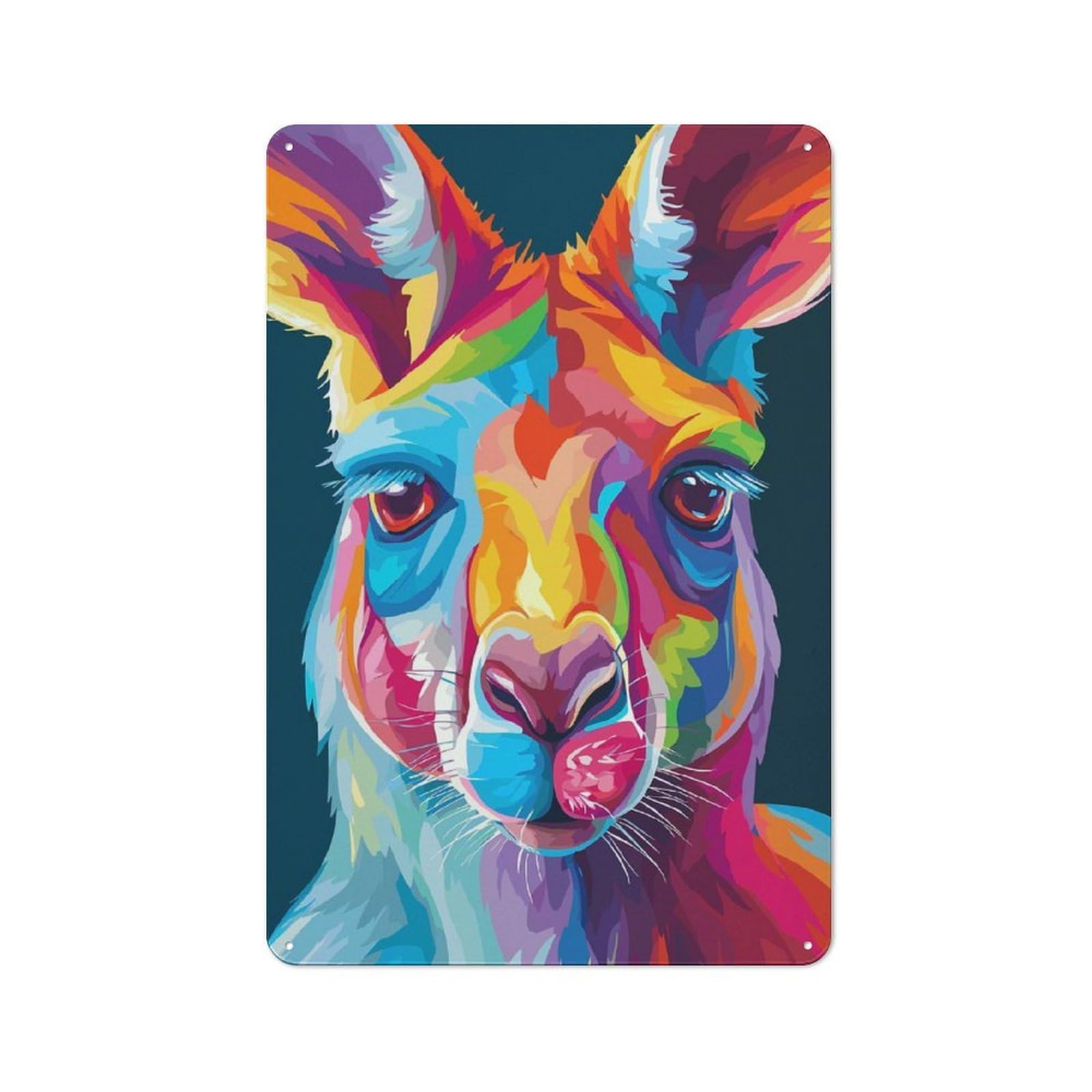 Junmoney Style-7 Garage Style Decorative Metal Plaque 30X20cm Featuring Colorful Kangaroo Portrait, Garage Wall Decor For Garage, Workshop, Shed Or Utility Room
