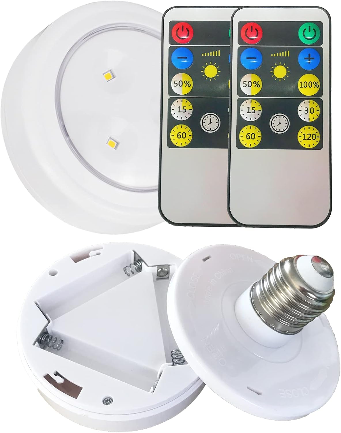 2 Pack 55 Lumens Battery Operated Light Bulbs with Remote for Non