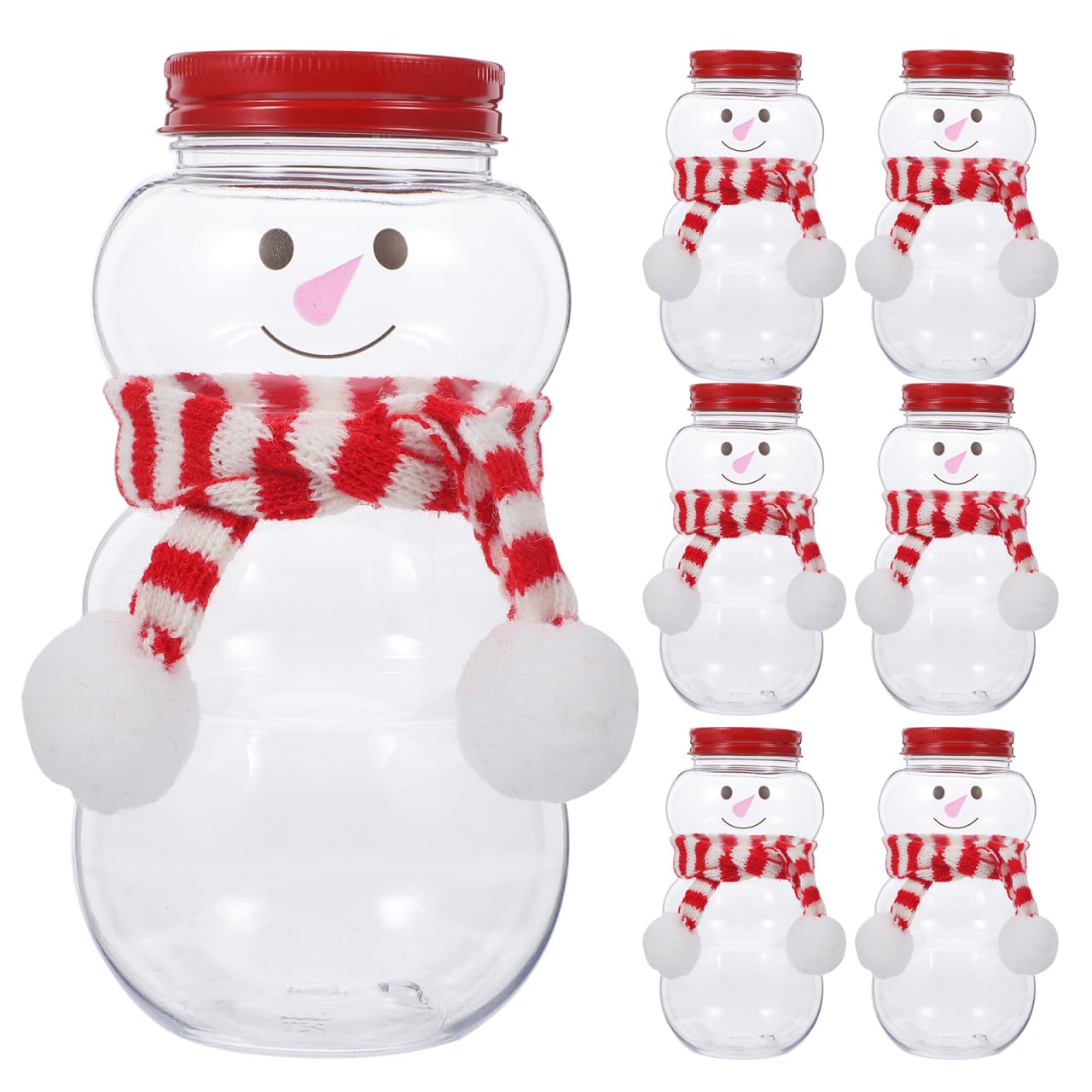 Baluue Set di 10 bottiglie di plastica per succhi di neve con coperchio, 500 ml, trasparenti, per caramelle, caramelle, con sciarpe, vuote, riutilizzabili, per frullati, latte, bevande A
