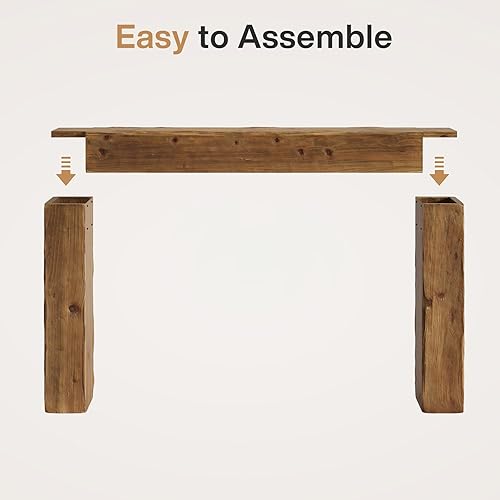 Miniatura 6 de Mesa consola de madera maciza, mesa de sofá de granja de 63 pulgadas detrás del sofá para entrada, sala de estar, vestíbulo, fácil montaje (marrón