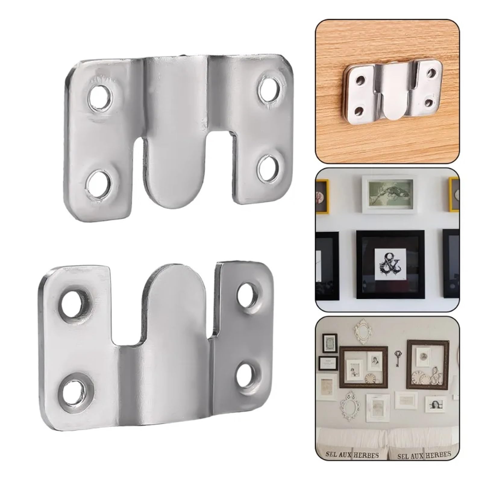 escuadras para estanterias Ganchos for marco de fotos, colgador pared acero inoxidable, montaje empotrado, hebilla colgante, conector junta soporte enclavamiento for muebles, 30/2 Uds(L-20PCS(10Set))