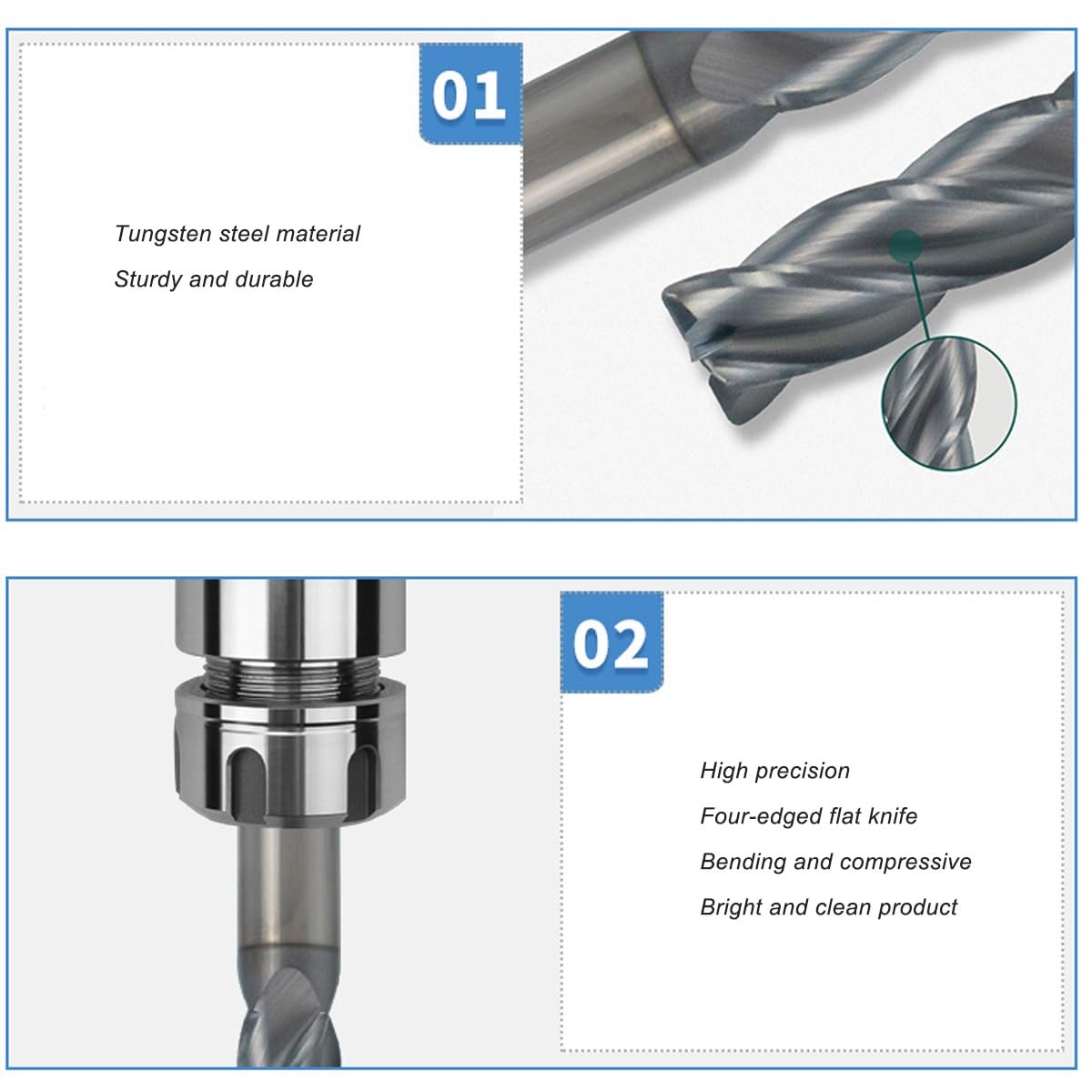 Fresa de nanorecubrimiento de carburo de tungsteno y acero de 4 flautas HRC50 for mecanizado mecánico CNC, herramientas de fresas de extremo plano de 1-20MM (Size : D20*D20*45 * 100L)