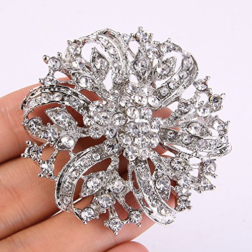EVER FAITH Austrian Crystal Vintage Inspired Bridal Flower Brooch Corsage 6