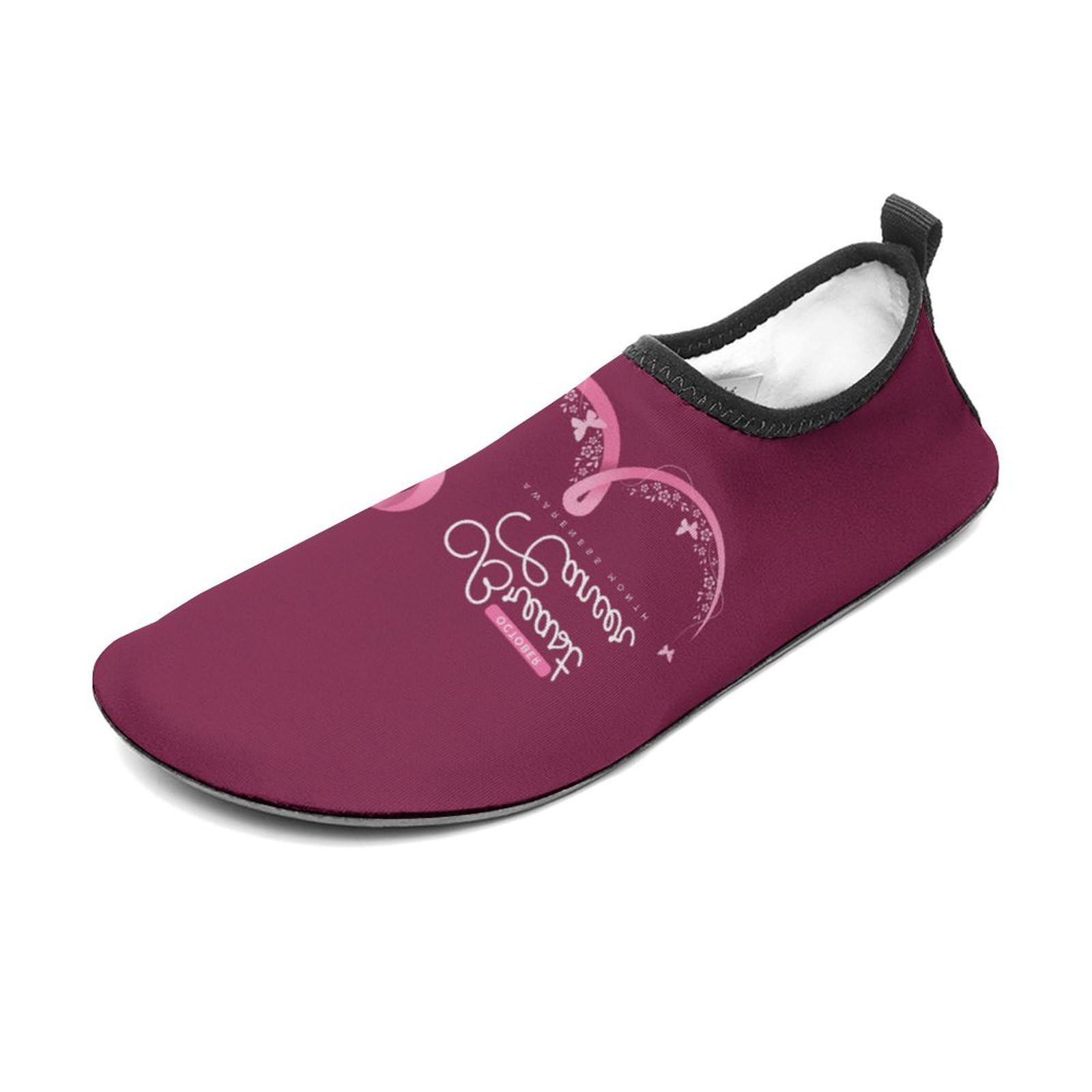 CSEMEIE Breast Cancer Awareness Water Shoes Beach Shoes Aqua Socks for Women Men Swimming Yoga