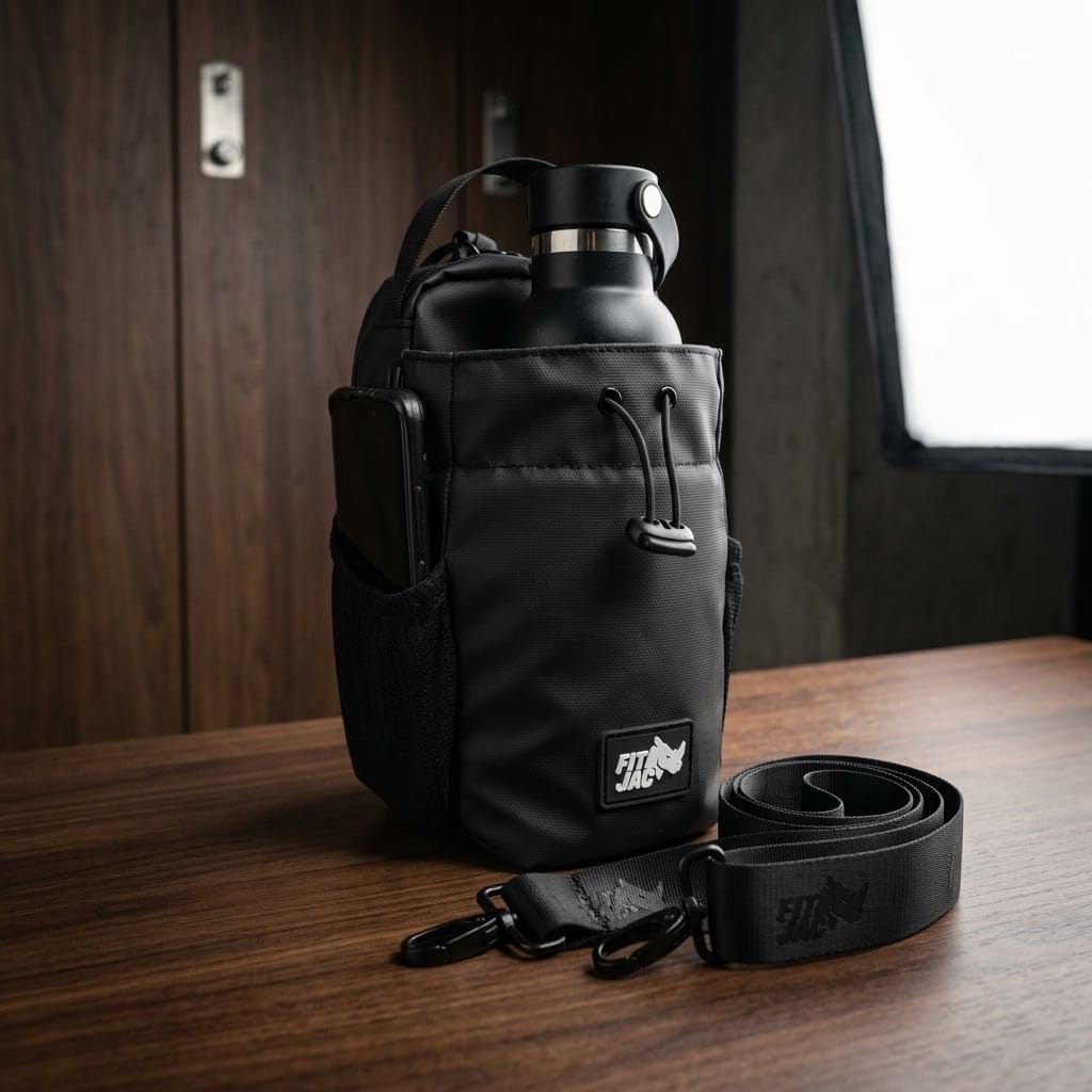 Bolsa Deportiva Magnética de Gimnasio | Bolso Deportivo con Imanes | Impermeable y Compacta | Mantén tu Móvil, Botella y Llaves Siempre a Mano | Unisex para Gym o Fitness (Negro)