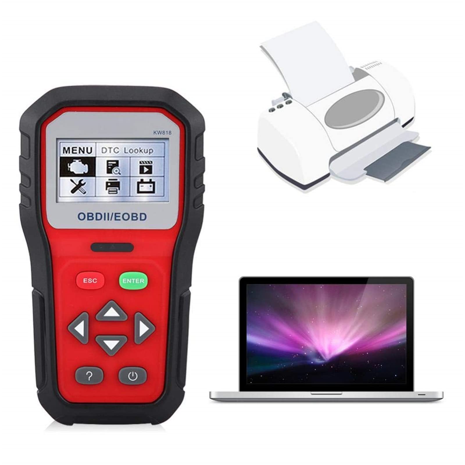 Automatyczny Tester Diagnostyczny KW818 OBD2 OBDII EOBD W Pełni Funkcjonalny Automatyczny Tester Diagnostyczny Skaner Kodów Usterek Czytnik Samochodowy Sprzęt Diagnostyczny