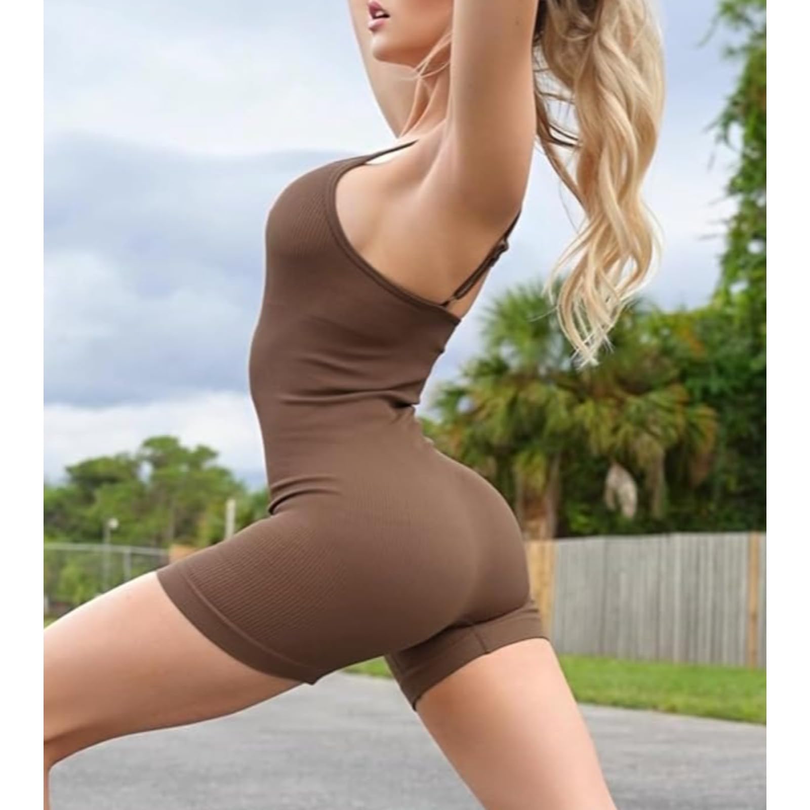 KIRYU Body de 3 piezas para mujer, para yoga, entrenamiento, enterizo, de una pieza, acanalado, sin mangas, entallado, pantalones cortos
