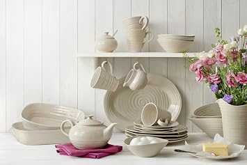 Portmeirion Sophie Conran Pebble Large Rectangular Handled Roasting Dish, Large Porcelain Casserole Serveware, 15 x 11 - Dishwasher, Microwave, Freezer, Oven Safe, Ideal for Modern Kitchens