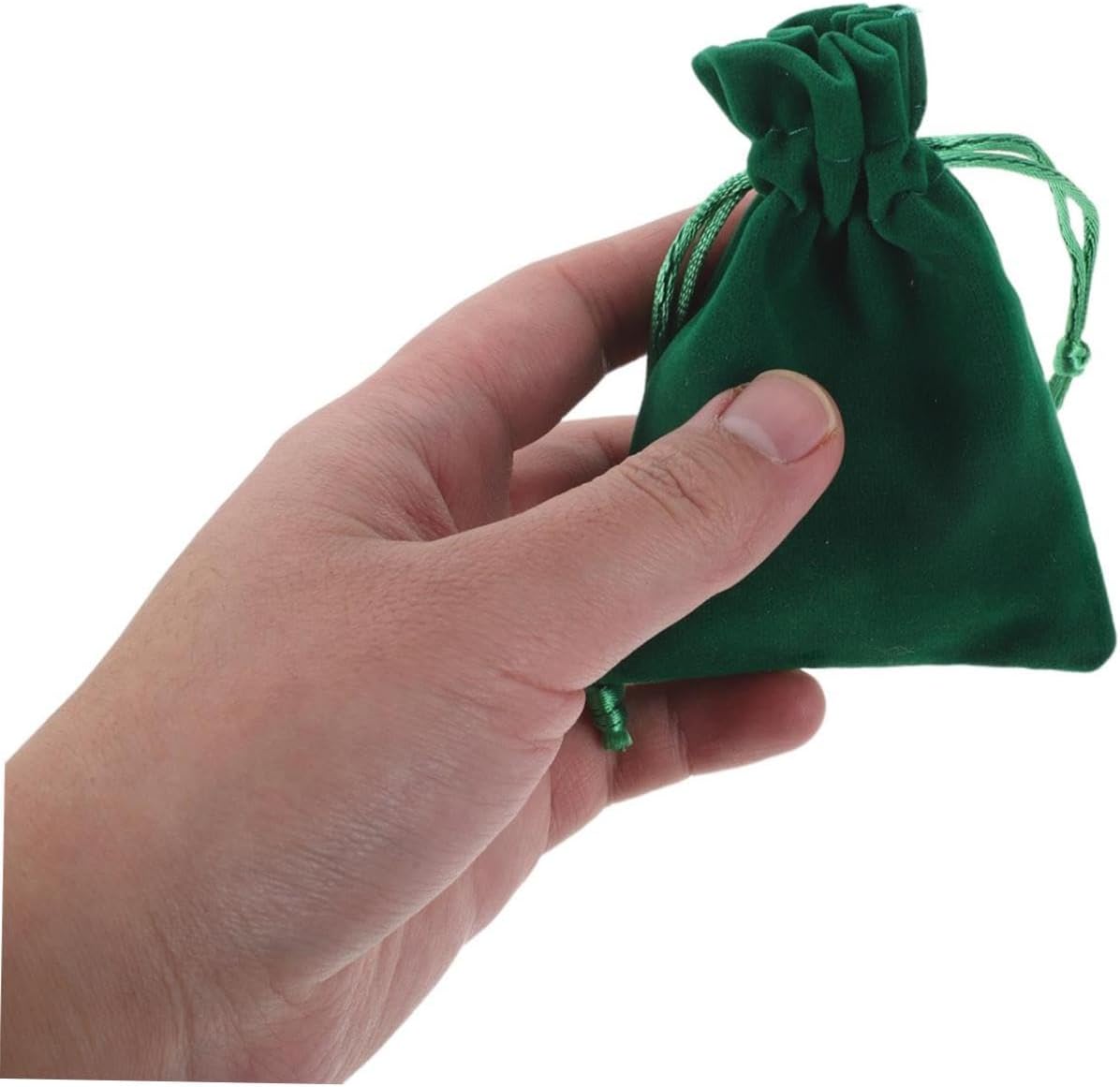 VICASKY 20pcs Small Green Plush Drawstring Pouch for Jewelry and Necklace image 4