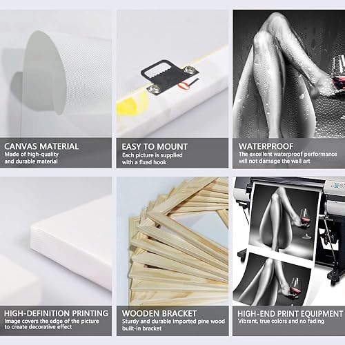 Miniatura 5 de Pintura desnuda - Arte de pared moderno y sexy para mujer, patas encantadoras, copas de vino, pósteres impresos en lienzo, cuadros abstractos en