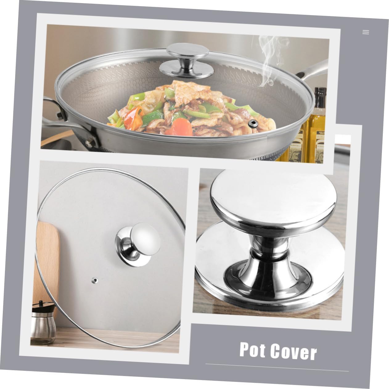 1pc Visible Tempered Glass Pot Cover Cooking Lid for Frying Soup Pans Heat Resistant Knob Practical Kitchen Food Cover Suitable for Cookware Types