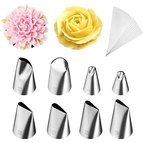 8 Pcs Rose Flower Piping Tips Set - Unparalleled Cake Decorating Precision