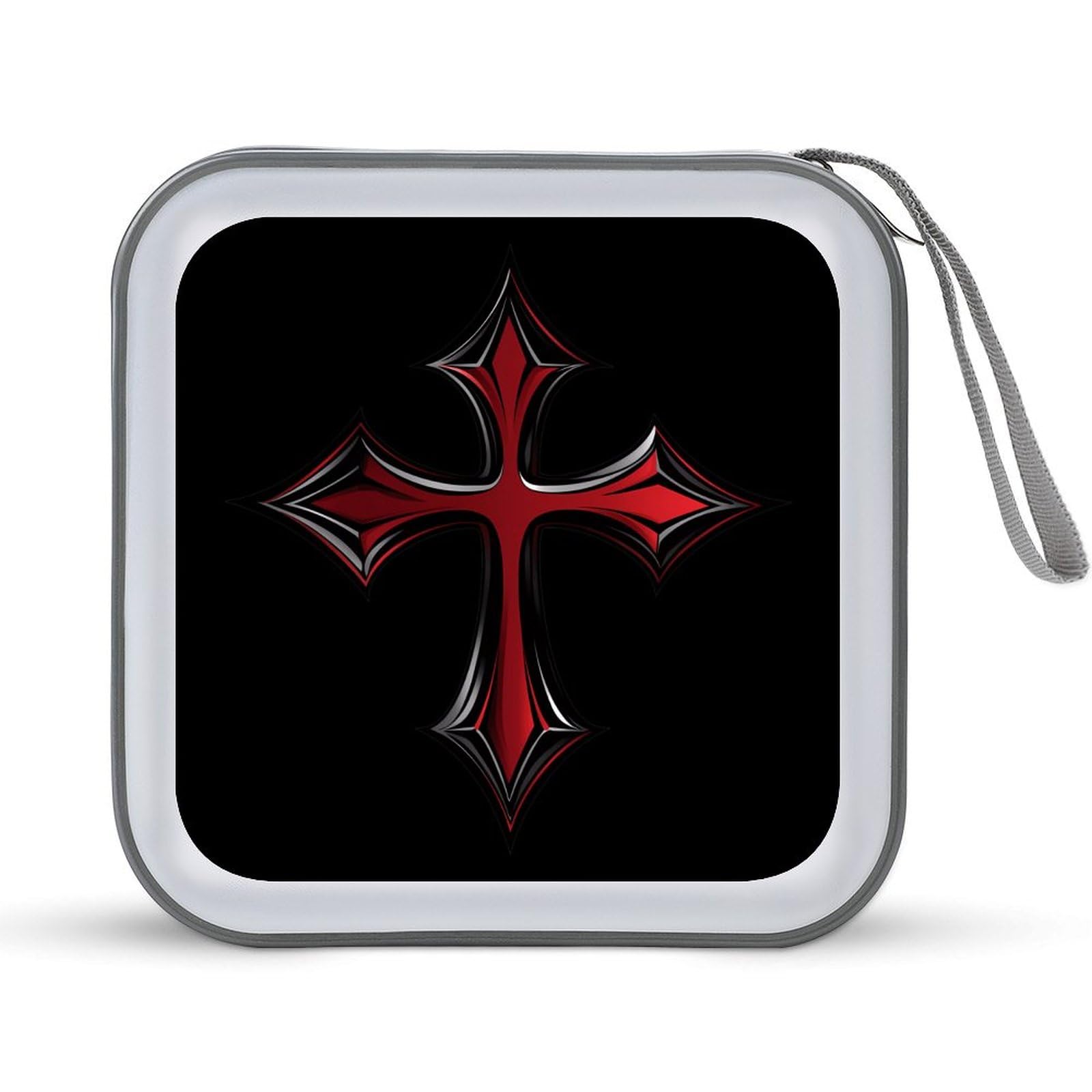 Bloody Iron Cross CD Case Portable DVD Holder Storage Organizer for Home Travel