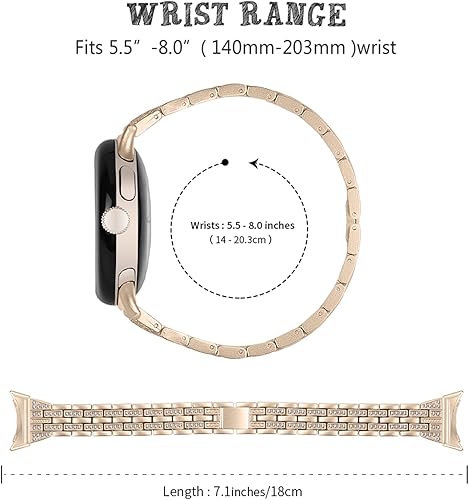 Miniatura 4 de FitTurn Compatible con Google Pixel Watch 4 3 1.614 inWatch 2 1 Correa de metal con diamantes brillantes para mujer, correa de cristal elegante para