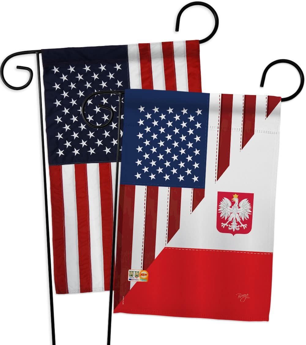 US Polish Friendship Garden Flags Pack Regional USA American Alliance World Country Particular Area Applique Small Decorative Gift Yard House Banner Made In 13 X 18.5