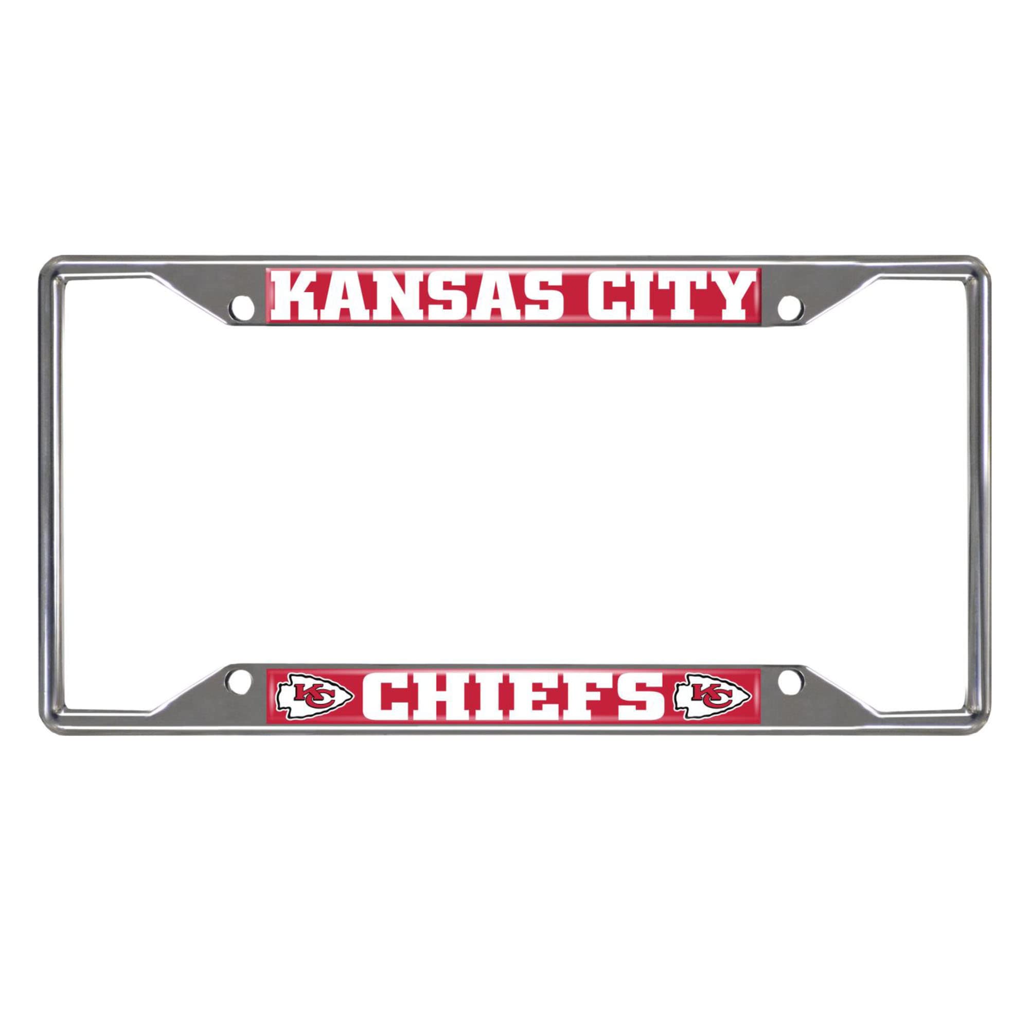 FANMATS NFL Kansas City Chiefs Chrome License Plate Frame, Chrome, 6.25" x 12.25"