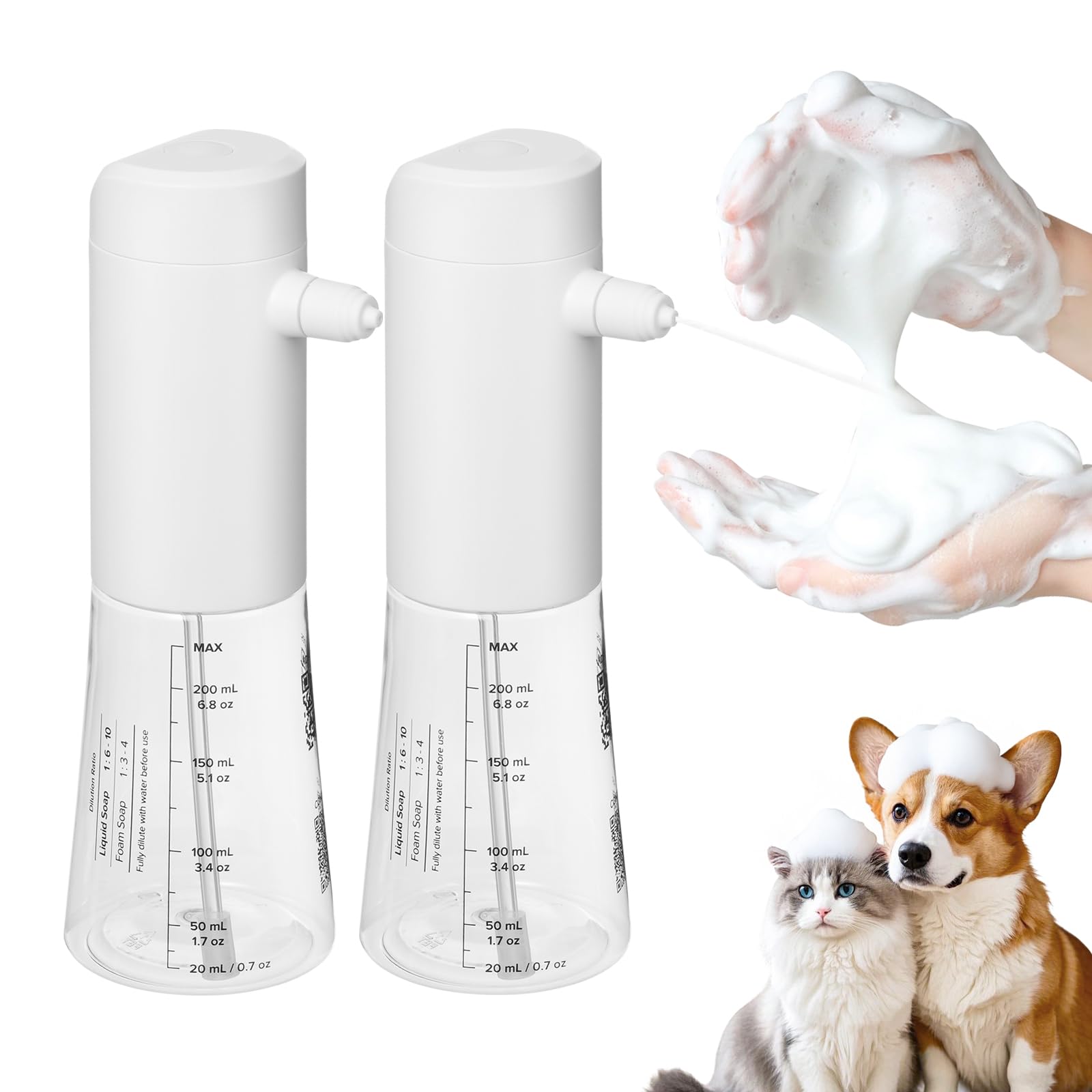 Pulvérisateur de mousse pour chien rechargeable avec réservoir de 230ml et étanchéité IPX8