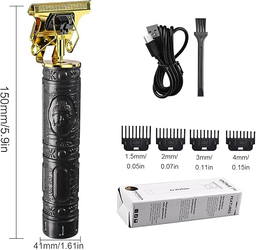 Miniatura 2 de Cortador de pelo con hoja en T para hombre, hoja de acero inoxidable, 4 peines de límite, fácil de usar, bajo ruido, batería de 2.5 horas de duración