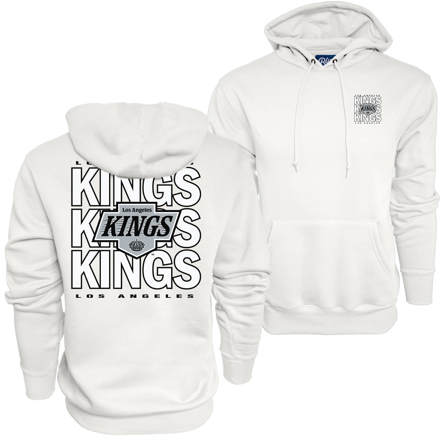 Blue 84 NHL Officially Licensed Hooded Sweatshirt Front/Back Curl White
