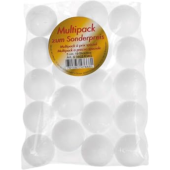 Glorex Polystyrene Balls White 5cm Diameter Bulk Pack of 19 Balls for Versatile Crafts and Decorating