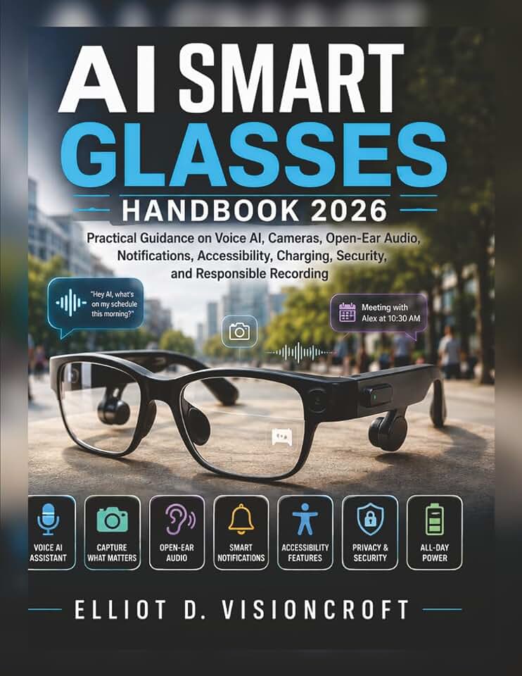 Elliot D. Visioncroft AI Smart Glasses Handbook 2026: Practical Guidance on Voice AI, Cameras, Open-Ear Audio, Notifications, Accessibility, Charging, Security, and Responsible Recording