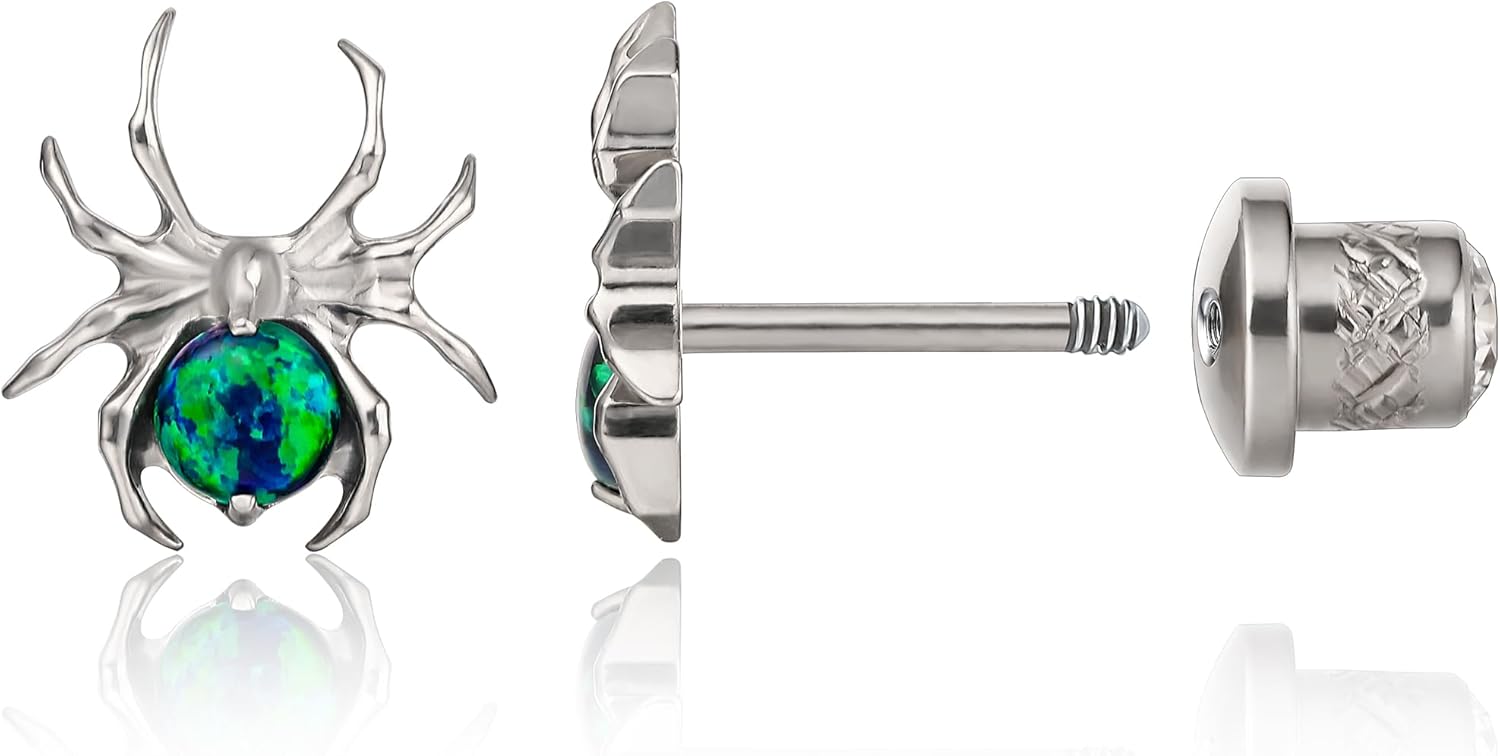 Limerencia Hypoallergenic G23 Implant Grade Titanium Screw Back Earrings Tragus 20G Helix F136 Piercing Post for Sensitive Ears Cartilage