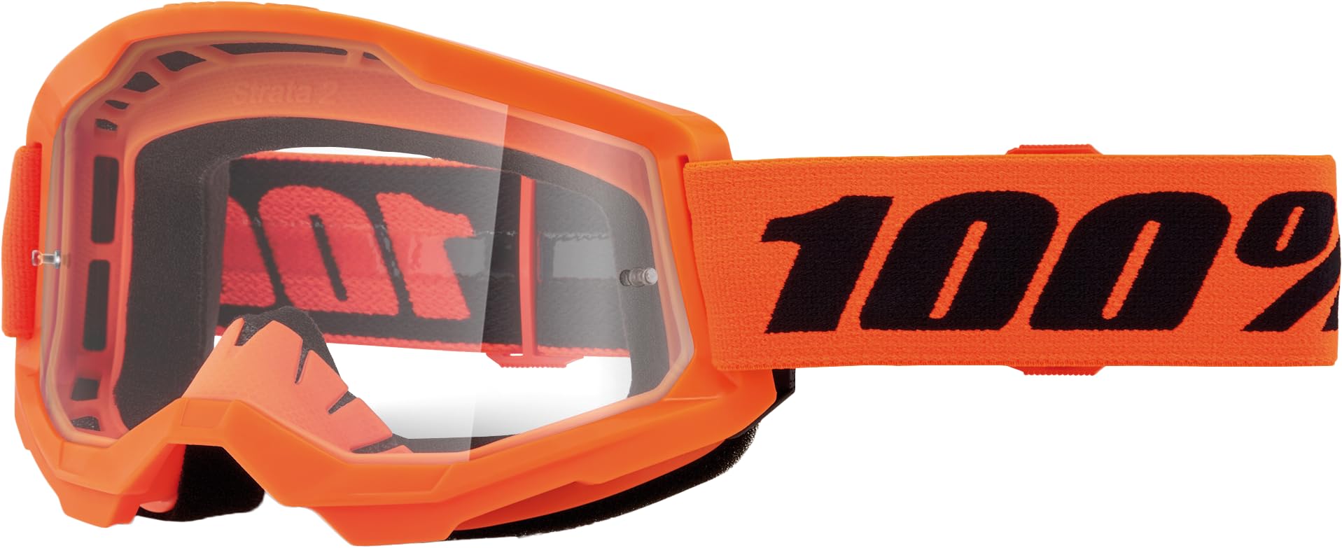 100-Percent Strata 2 Junior Goggles OSFM Neon Orange/Clear Lens