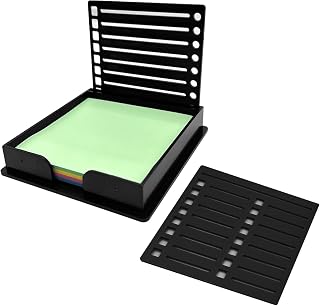 Sticky Note Stencil Dispenser with Holder, Reusable 3x3 Template Clip for Writing, to-Do Lists, Organizing, Compact ABS Desktop Note Organizer for Office, School & Home (Black)