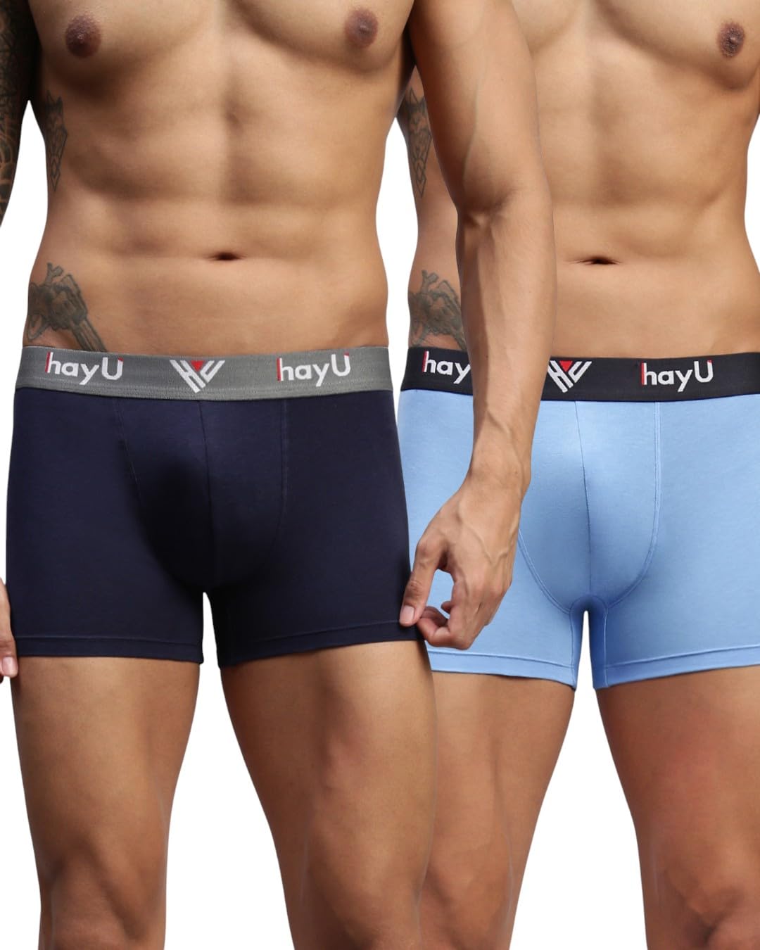 hayu 2PC Pack of Midnight IRIS & SkyBlue Men Cotton Stretch Trunks-picture-26