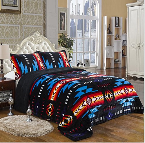 Nu Trendz Signature Southwest Design (Navajo Print) Queen Size 3Pcs Set 15081 Black #TOP25