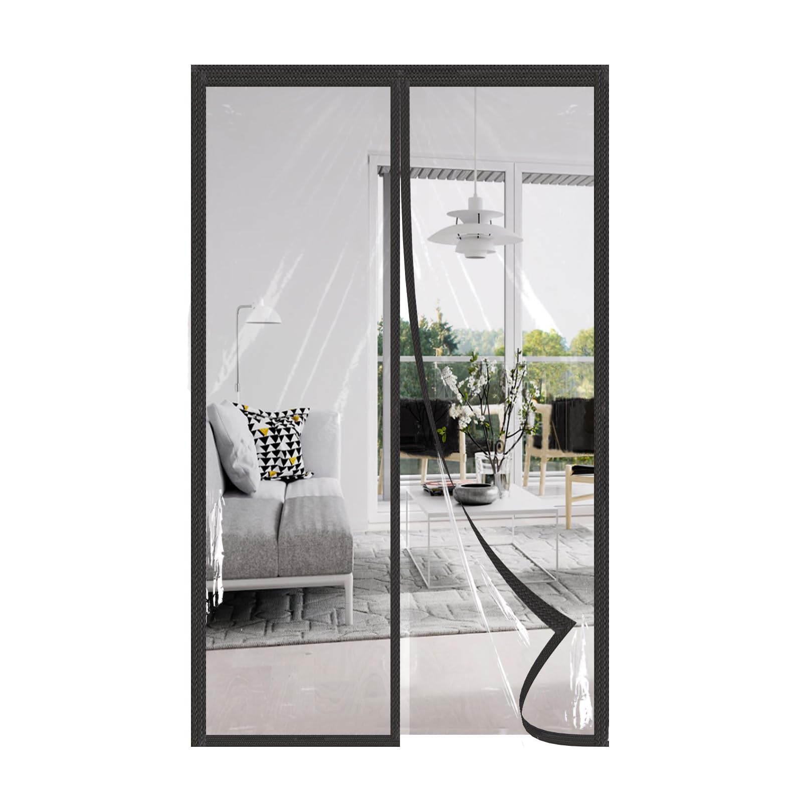 AQKaki Cortina Aislante Magnética 140x275cm, EVA Transparente Cortinas Termica Aislante Frio Cortina Puerta Aislamiento Termico Prueba Viento Impermeable Invierno para Sala Estar Cuarto Baño Balcón