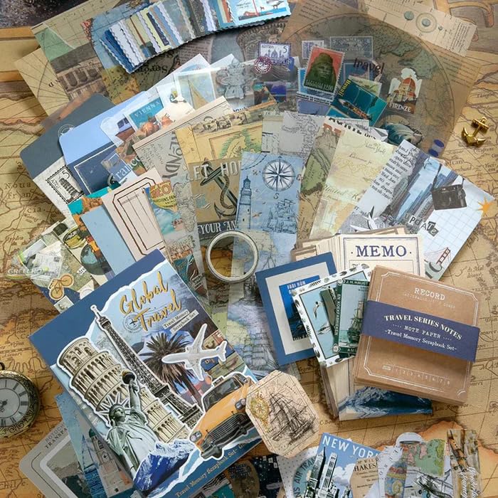 Global 154 Pcs Scrapbook Kit for Journaling, DIY Memory Album