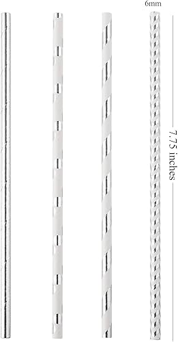 Miniatura 7 de ALINK Pajitas de papel de aluminio plateado a granel, paquete de 100 popotes metálicos a rayas, ondas, puntos para cumpleaños, bodas, noviasbaby