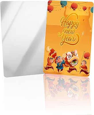 OComster Spring Festival Chinese Compact Mirror Bulk 2 Pack Card Mirror, Happy New Year Small Compact Mirror for Purse, Rectangular Handheld Pocket Makeup Mirror