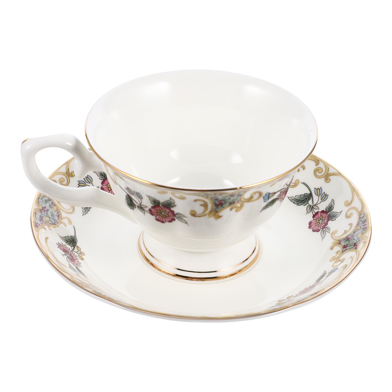 Service à thé pour le café et lait avec plateau de service en porcelaine blanche