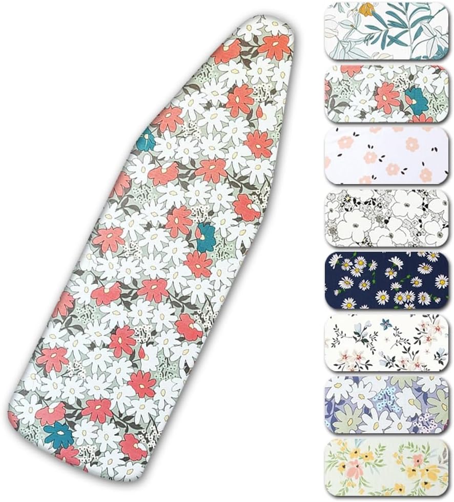 Extra Thick Ironing Board Cover Cotton Iron Board Cover with Drawstring, Large Ironing Board Cover and Pad Elastic Edges 51x20 55x20 55x23 59x22in(Color 2,140x58cm/55x23in)