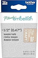Vista 54 de Brother P-touch Embellish Cinta de impresión negra sobre encaje plateado con patrón TZEMPSL31 – ~1.3 cm de ancho x 4 m de largo para usar