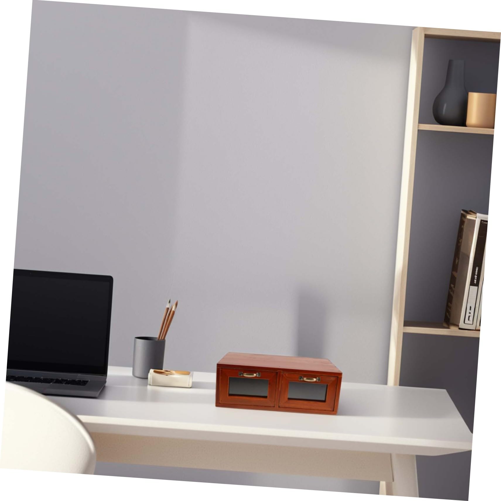 Rialzo per Monitor da Scrivania in Legno con Cassetti Acrilici | Design Elegante, Organizer da Desktop Incluso, Uso Ufficio, Supporto per Laptop e Schermo, Scaffale per Computer